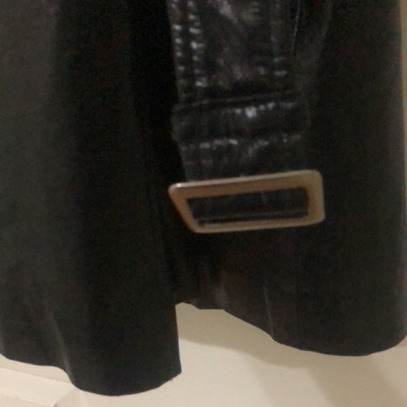 REAL Leather black trench coat jacket pockets - Picture 8 of 8
